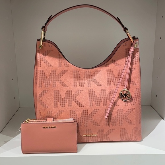2pc set💖 Michael Kors Joan XL shoulder bag tote double zip wristlet wallet - Picture 1 of 11
